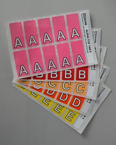 Top tab colour Alphabet labels. Full alphabet set