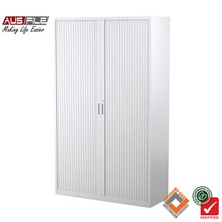 Ausfile tambour door cabinets white 1980mm H x 1200mm W