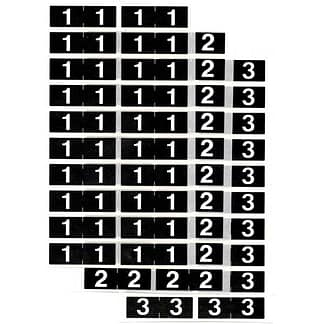 Half (1/2) size numeric labels, black and white