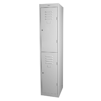 SteelCo Locker 2 Door 305mm Wide Silver Grey Closed