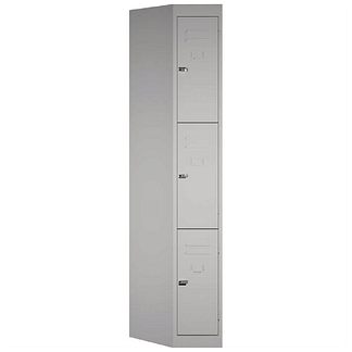 SteelCo Locker 3 Door, 305mm W Silver Grey Closed