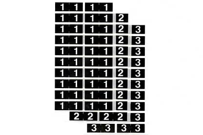 Half (1/2) size numeric labels, black and white