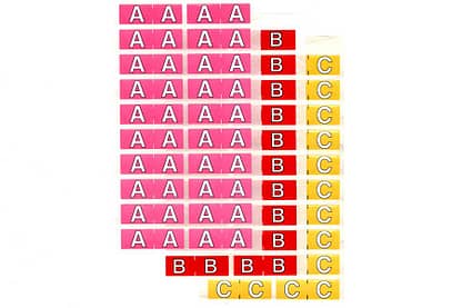 Half size colour alphabet label sheets