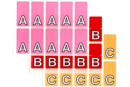 Top tab colour alphabet labels sheets