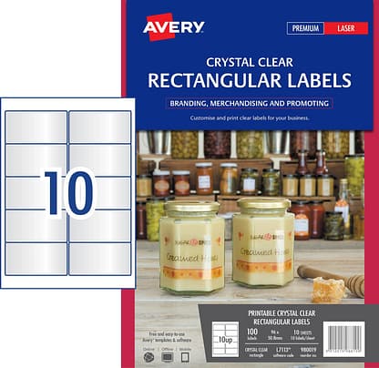 avery 980019 l7113 crystal clear rectangular labels for products