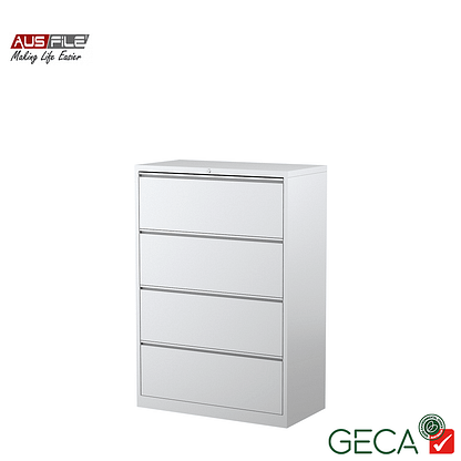 Ausfile 4 Drawer Lateral Filing Cabinet White