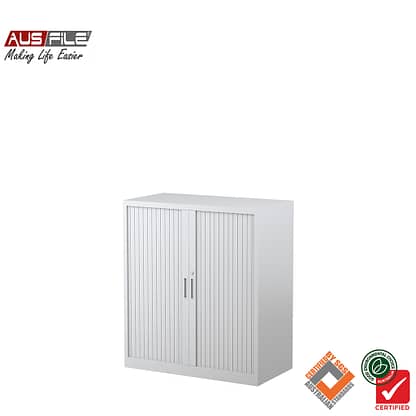 Ausfile tambour door cabinets white 1020mm H x 900mm W