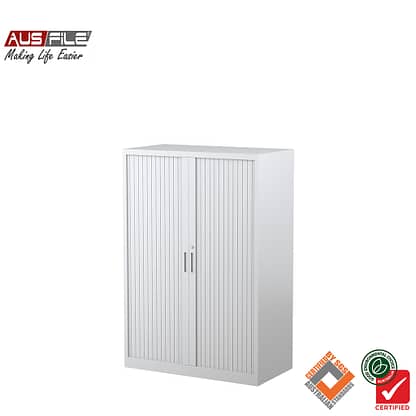 Ausfile tambour door cabinets white 1340mm H x 900mm W