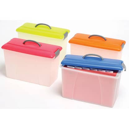 crystalfile plastic carry case 18l colour lid clear base